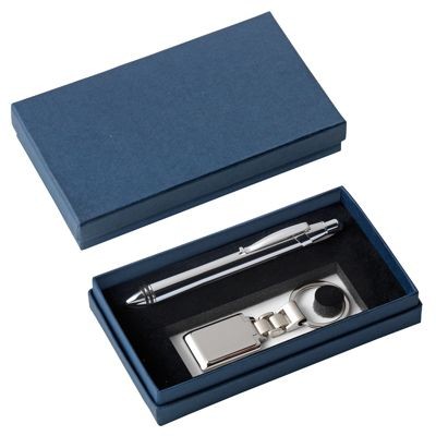 Picture of PRESENTATION BOX FOR PEN & KEYRING SET in Blue.