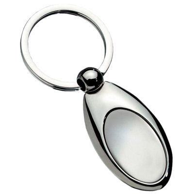 Picture of EXCLUSIVE OVAL SILVER METAL INLAY KEYRING.