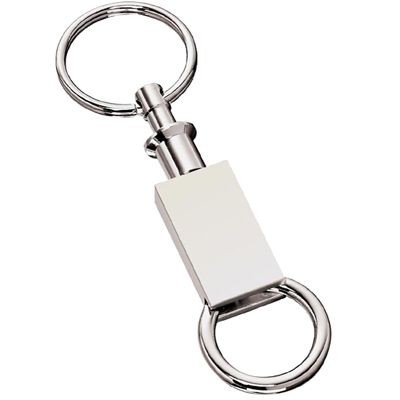 Picture of RECTANGULAR DETACHABLE KEYRING in Silver Metal