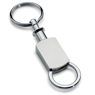 Picture of RECTANGULAR DETACHABLE KEYRING in Silver Metal.