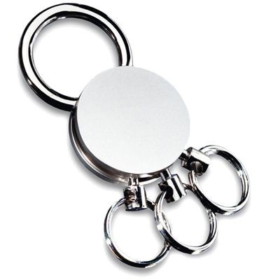 Picture of ROUND MULTI KEYRING in Silver Metal with Clip.