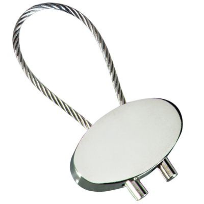 Picture of OVAL CABLE KEYRING in Polished Silver Metal Finish.