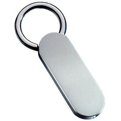 Picture of CLASSIC RECTANGULAR MATT SILVER METAL KEYRING with Round Ring