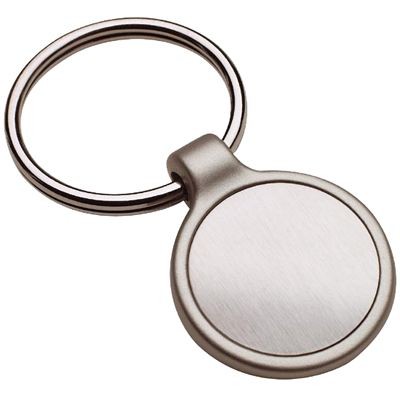 Picture of ROUND MATT SILVER METAL INLAY KEYRING