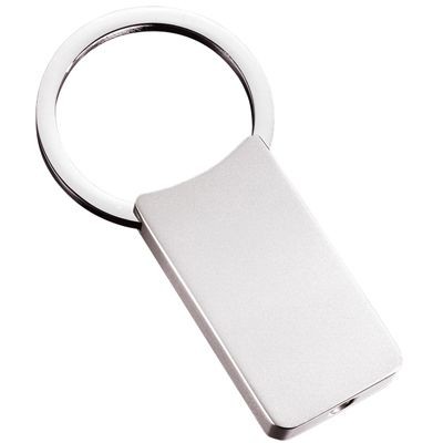 Picture of CLASSIC LARGE ROUNDED RECTANGULAR SILVER METAL KEYRING with Round Ring
