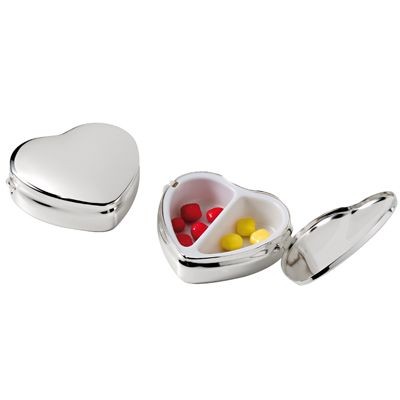 Picture of HEART SHAPE SILVER PLATED METAL PILL BOX