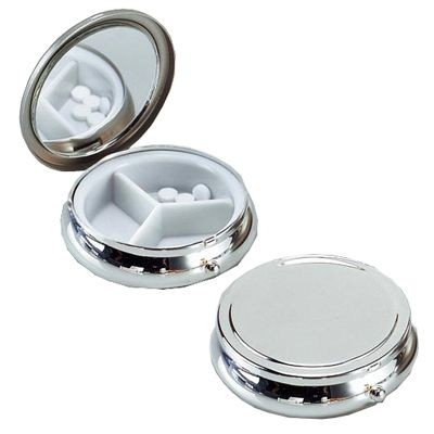 Picture of SILVER METAL ROUND PILL BOX.