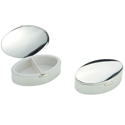 Picture of OVAL SILVER PLATED METAL PILL BOX