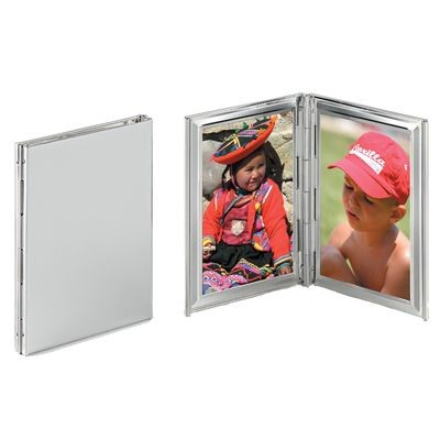 Picture of FINE SILVER PLATED METAL DOUBLE PHOTO FRAME.