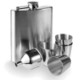 Picture of 7OZ SILVER STAINLESS STEEL METAL HIP FLASK SET in Gift Box