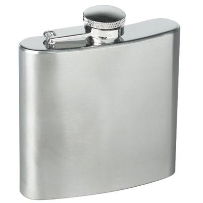 Picture of 6OZ SILVER STAINLESS STEEL METAL  HIP FLASK.