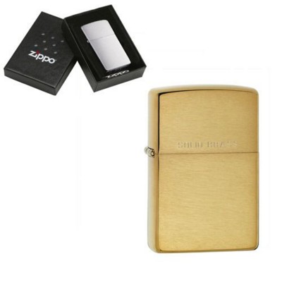 Picture of GENUINE ZIPPO LIGHTER in Brushed Brass Finish.