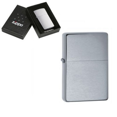 Picture of GENUINE ZIPPO LIGHTER in Vintage Brushed Silver Chrome Finish