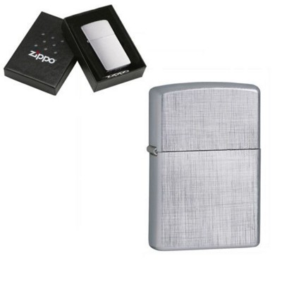 Picture of GENUINE ZIPPO LIGHTER in Silver Chrome Linen Weave Brushed Finish.