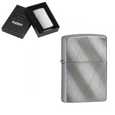 Picture of GENUINE ZIPPO LIGHTER in Silver Chrome Diagonal Weave Brished Finish