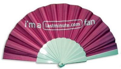 Picture of FABRIC CONCERTINA HAND FAN with Plastic Handle.