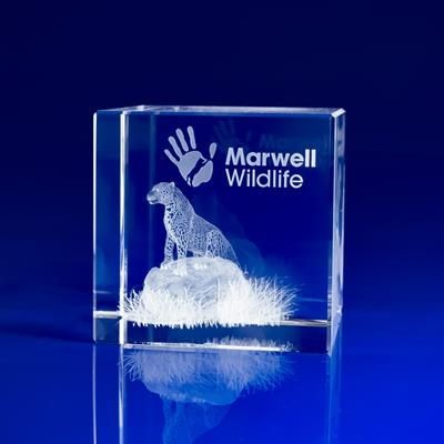 Picture of 3D ENGRAVED OPTICAL CRYSTAL CUBE AWARD