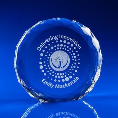 Picture of FACET ROUND DISC CRYSTAL GLASS AWARD.