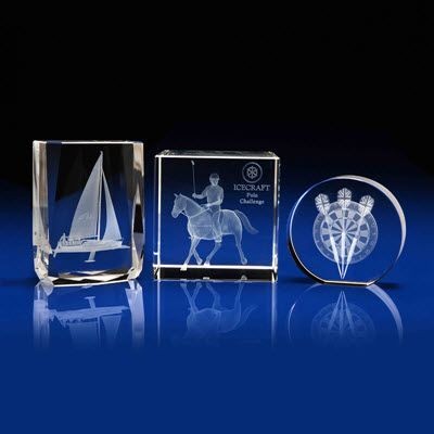 Picture of CRYSTAL GLASS HOBBIES PAPERWEIGHT OR AWARD.