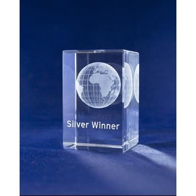 Picture of CRYSTAL GLASS SILVER PAPERWEIGHT OR AWARD.