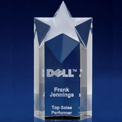 Picture of CRYSTAL GLASS STAR TOWER COLUMN AWARD OR TROPHY