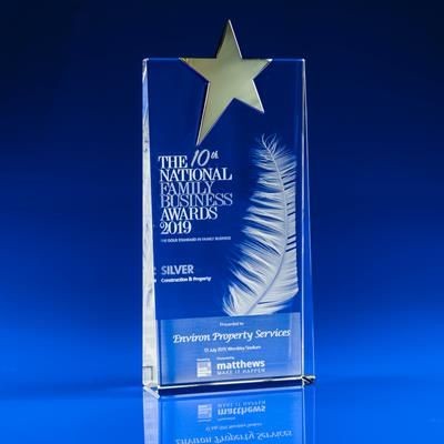 Picture of CRYSTAL GLASS TAPERED STAR PAPERWEIGHT OR AWARD.