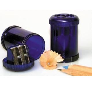 Picture of CYLINDER DOUBLE PENCIL SHARPENER in Translucent Blue.