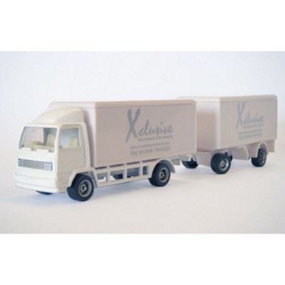 Picture of DELIVERY TRUCK & DRAWBAR TRAILER MODEL in White.