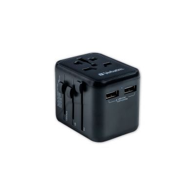 Picture of VERBATIM 2-PORT USB-A UNIVERSAL TRAVEL ADAPTER.