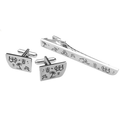 Picture of CUFFLINK AND TIE CLIPS SET in Silver