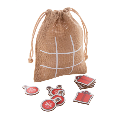 Picture of CHRISTMAS TIC-TAC-TOE, ORNAMENT & GIFT BOX in Natural.