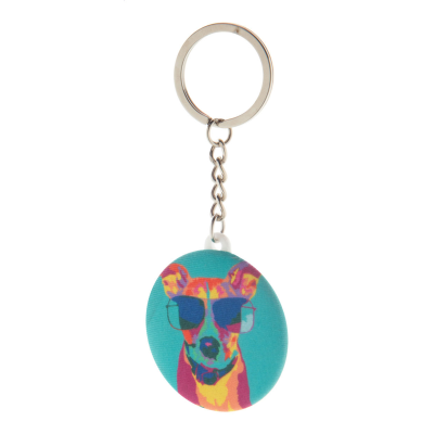Picture of PIN BUTTON KEYRING in White.