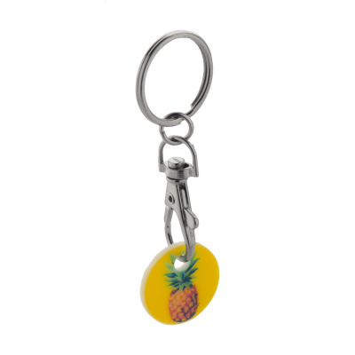 Picture of TROLLEY COIN KEYRING in White.
