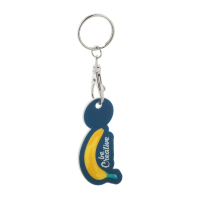 Picture of TROLLEY COIN KEYRING in White.
