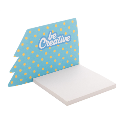 Picture of CUSTOM STICKY NOTE PAD, CHRISTMAS TREE in White.