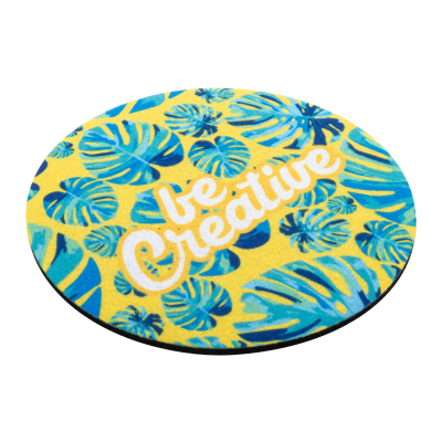 Picture of RPET FELT COASTER, CIRCLE in White.