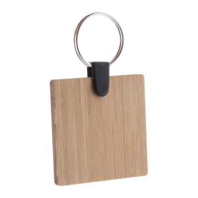 Picture of BAMBOO KEYRING, SQUARE in Natural.