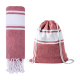 Picture of BEACH TOWEL AND DRAWSTRING BAG in Red