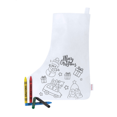 Picture of COLOURING CHRISTMAS STOCKING in White.