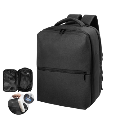Picture of RPET CARRY-ON COMPRESSION BACKPACK RUCKSACK in Black