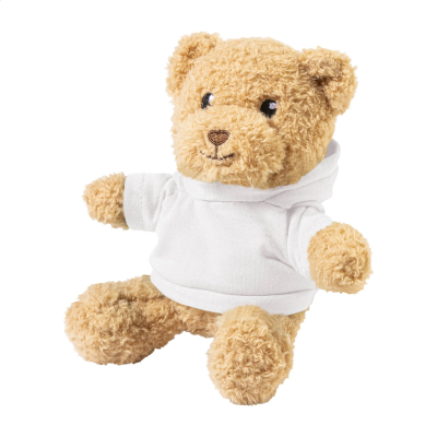 Picture of RPET PLUH TEDDY BEAR with Hooded Hoody in White