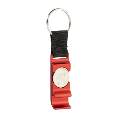 Picture of BOTTLE OPENER TROLLEY KEYRING in Red