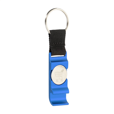 Picture of BOTTLE OPENER TROLLEY KEYRING in Blue