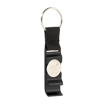 Picture of BOTTLE OPENER TROLLEY KEYRING in Black
