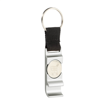 Picture of BOTTLE OPENER TROLLEY KEYRING in Silver
