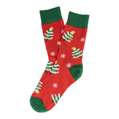 Picture of CHRISTMAS SOCKS, TREE in Red