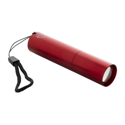 Picture of RECYCLED ALUMINIUM METAL RECHARGEABLE TORCH in Red