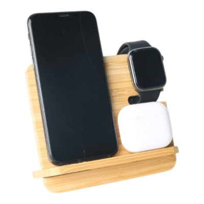 Picture of BAMBOO CORDLESS CHARGER STATION.