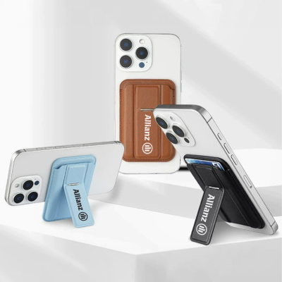 Picture of PU LEATHER MAGSAFE CARD HOLDER with Phone Stand