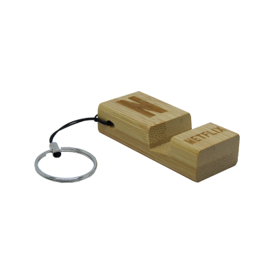 Picture of PREMIUM BAMBOO PHONE STAND KEYRING